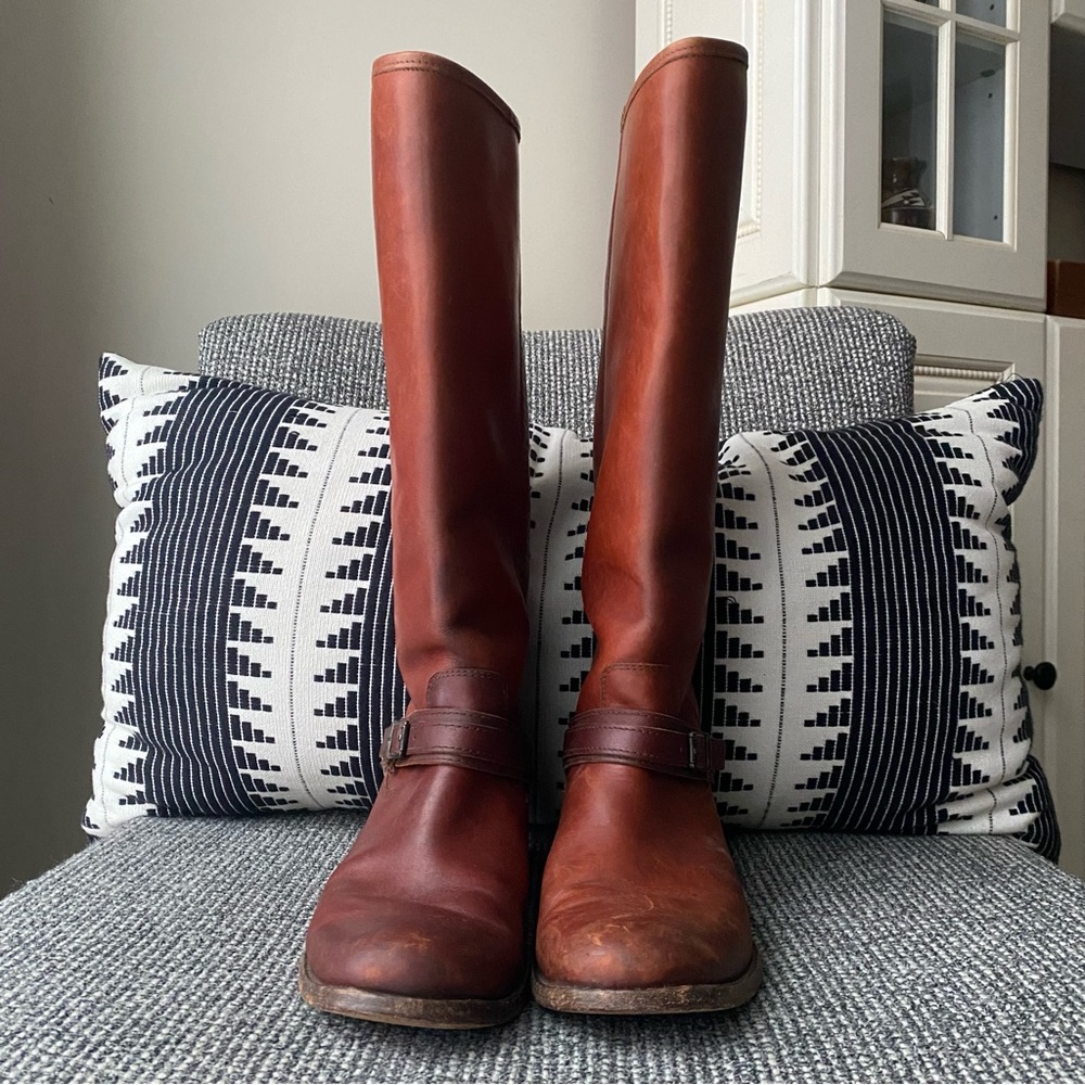 Frye Cognac Harness Tall Riding Boots - Picture 4 of 15